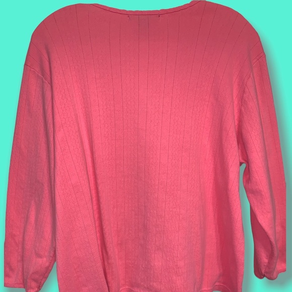 Sarah Spencer pink cotton button-down cardigan (size 1X) - Picture 2 of 6